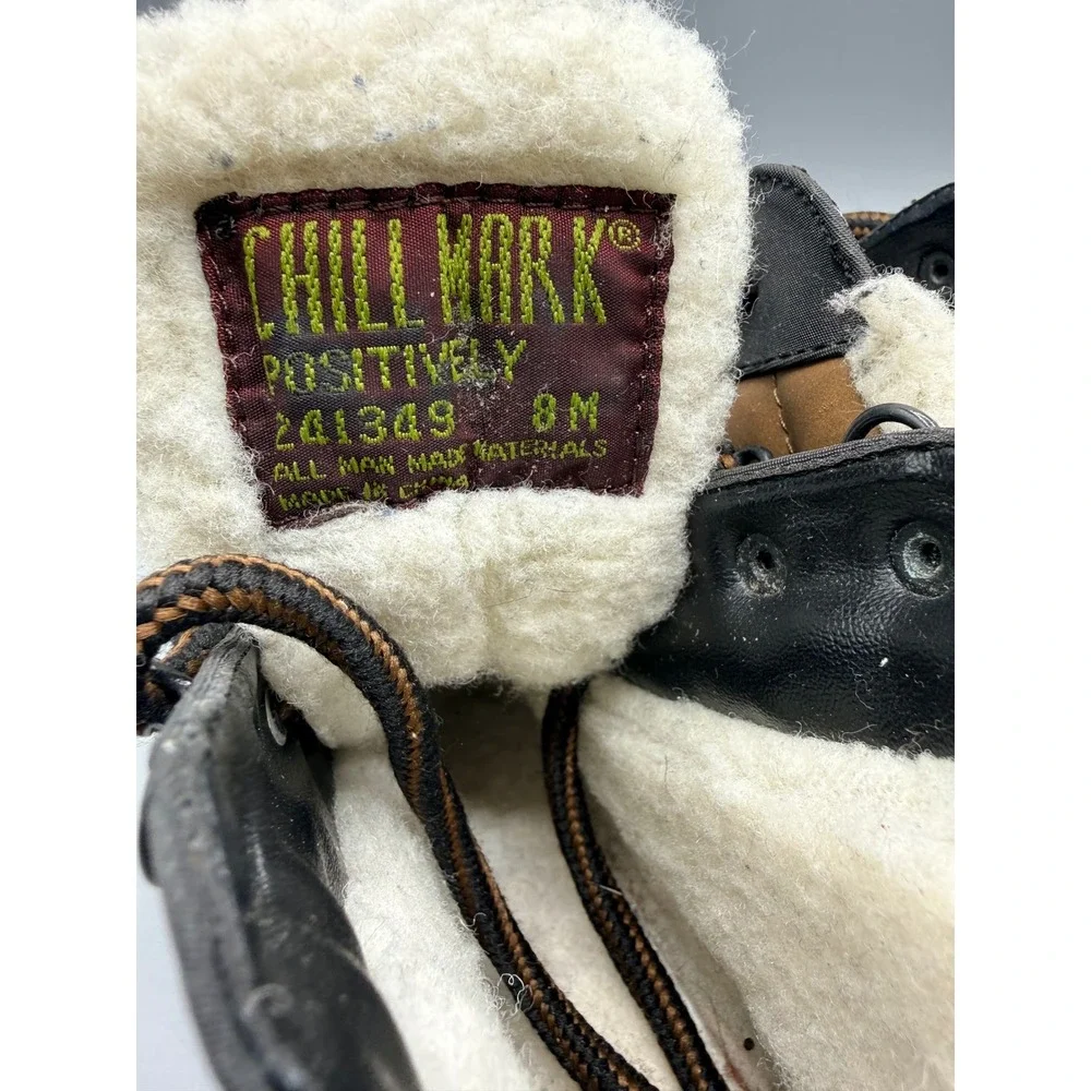 Chillmark Positively Mens 8M Black Brown Quilted Faux Shearling Winter Boots
